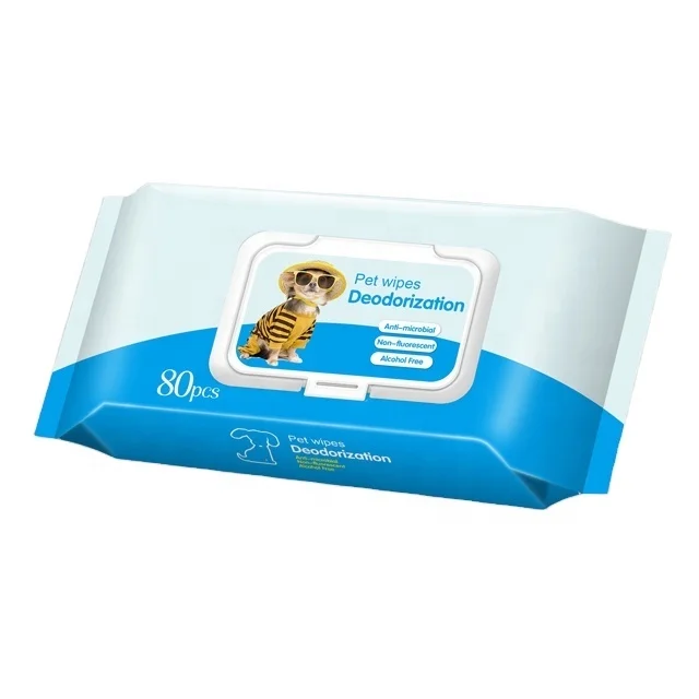 Odm Organic Biodegradable Antibacterial Pet Wipes Chlorine Bamboo Pet Wipes