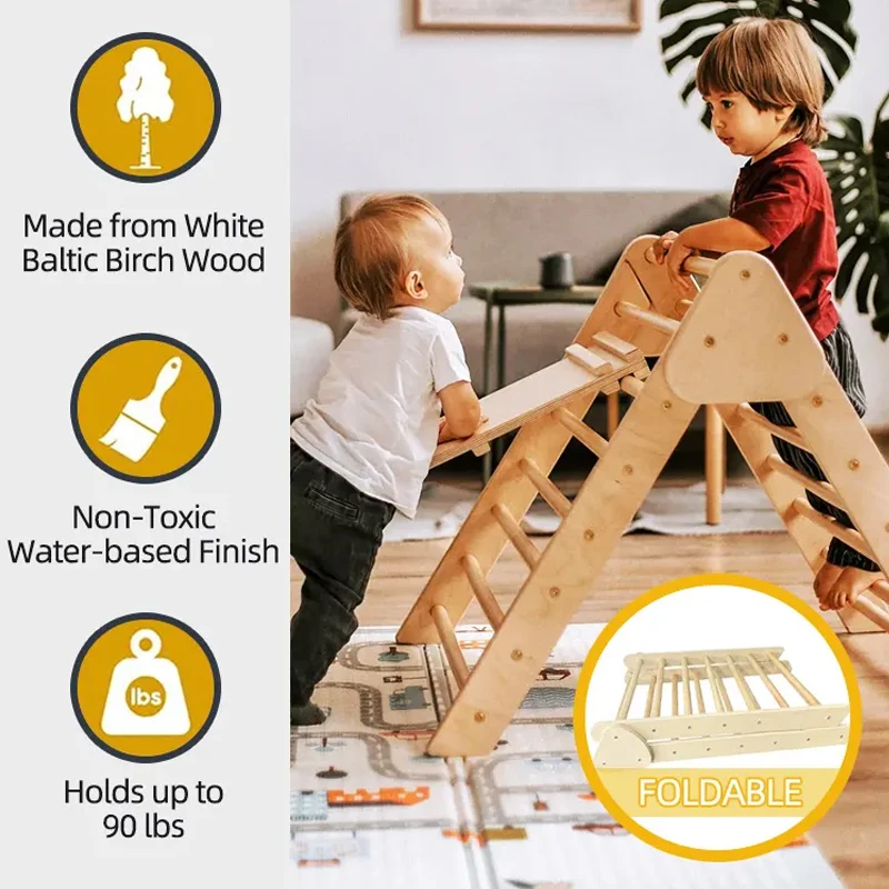 Winning Wooden Kids Montessori Piklers Triangle Piklar Triangle Baby Climbing Triangle Toys Gym Indoor Pickler Climbing Frame