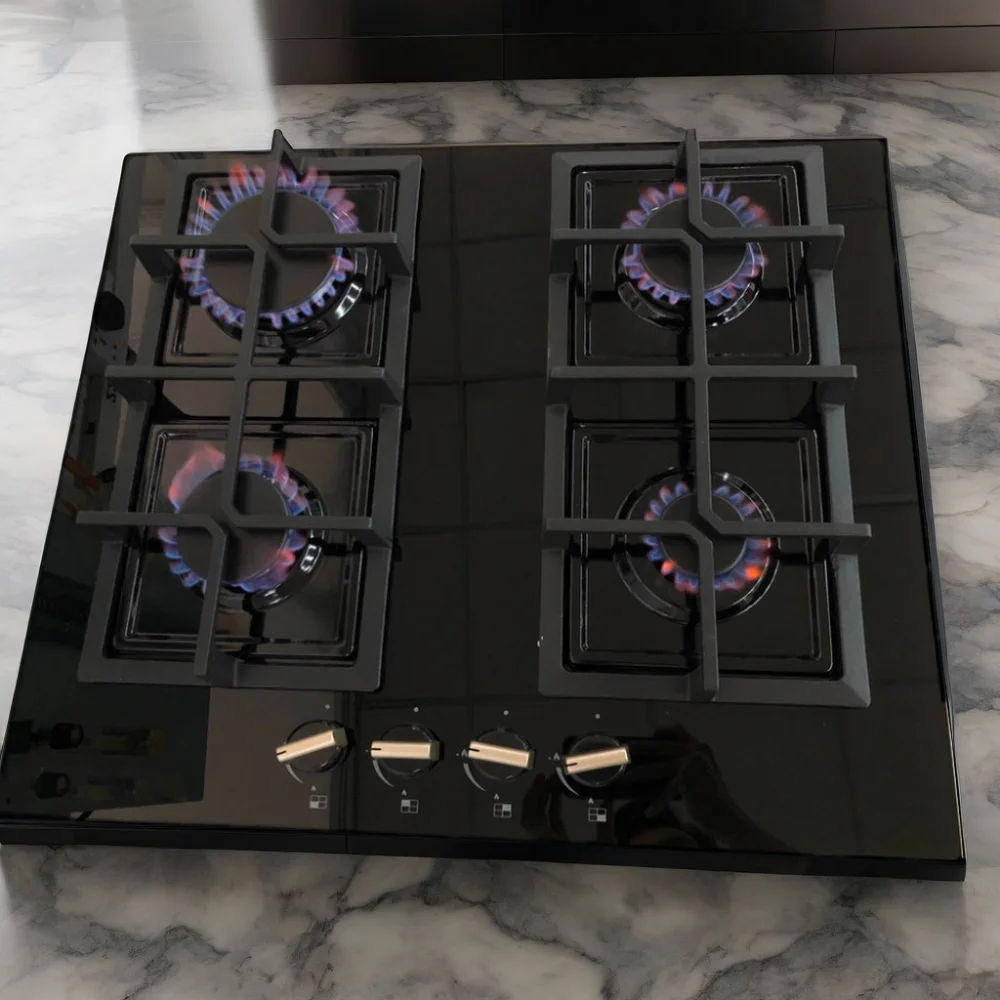 Foshan Factory Supply CE Certified Electric Home Appliance 4-Burner Table Glass Gas Stove with Attractive Design Gas Cooker