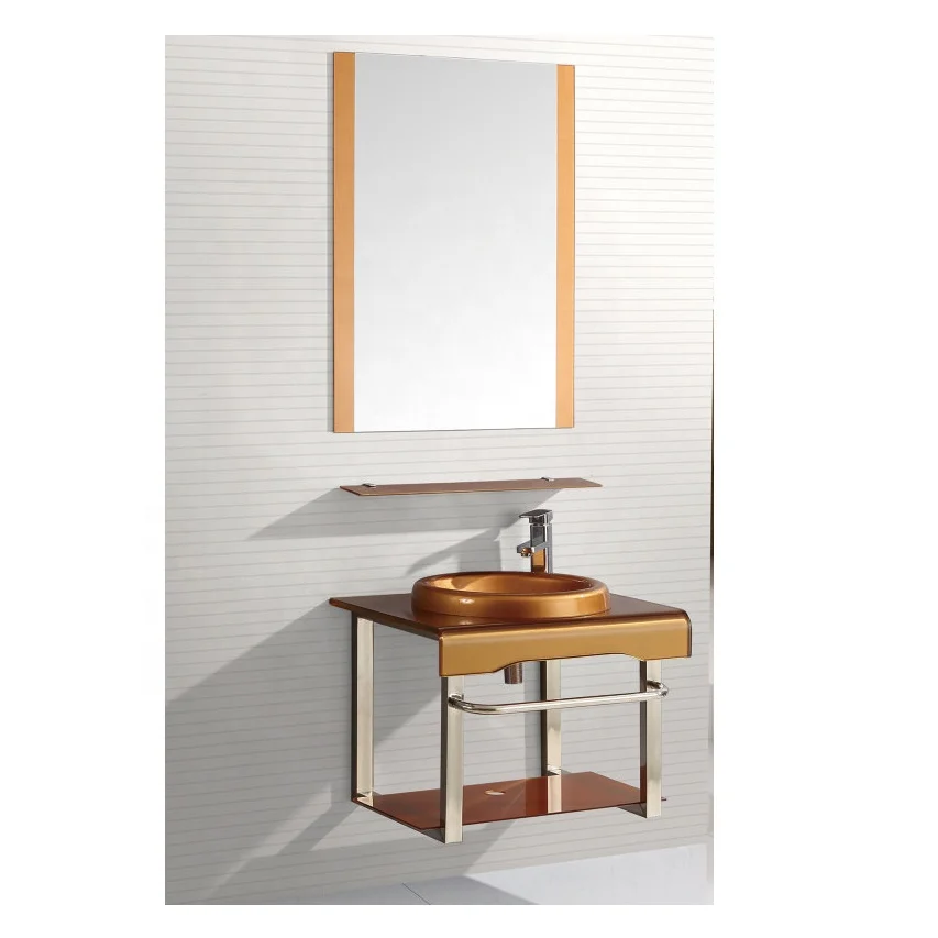 
Hangzhou Manufacture Retro And Popular Glass Basin Wash Hand Basin Vanity With Mirror 