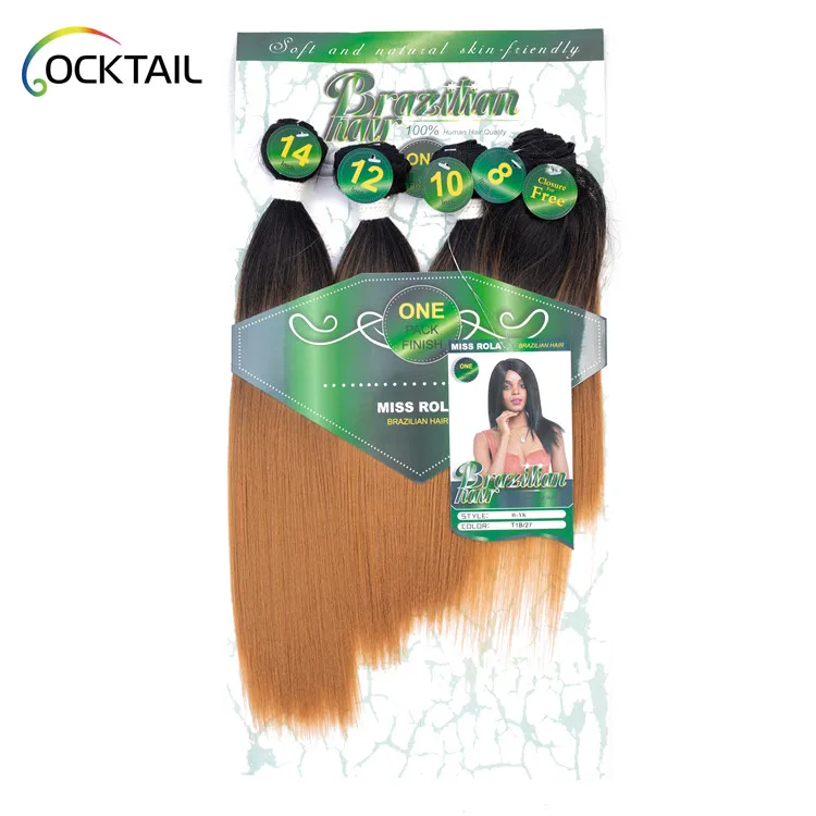 soft premium fiber synthetic hair bundles pack with highlights double color wholesale, synthetic packet hair set with closure