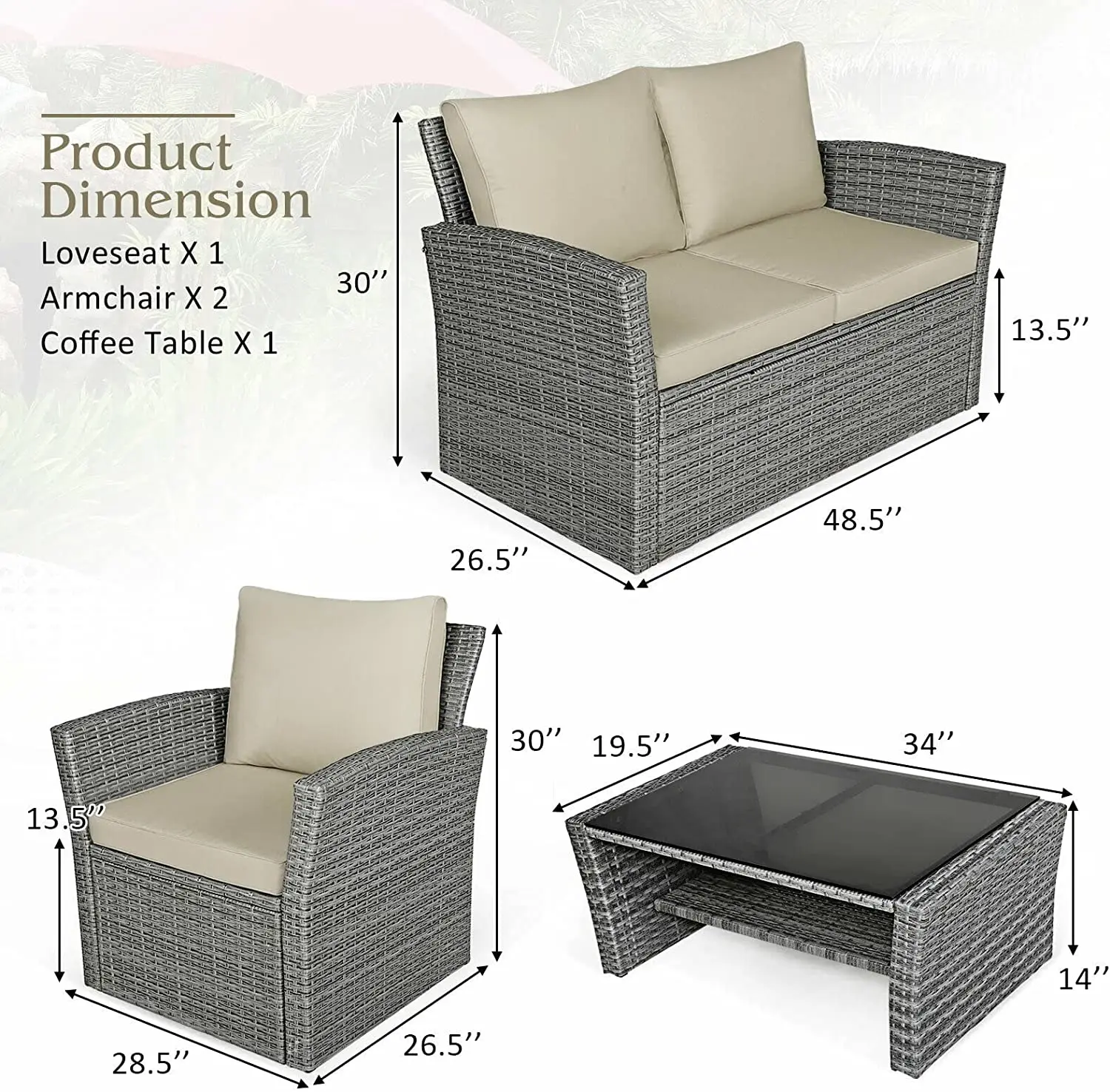 Garden Relax Furniture Hotel Metal Lounge Sofa Set Polyethylene