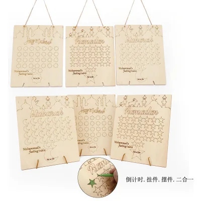 Горячая Распродажа DIY граффити ИД Мубарак украшение с ручками Сделай Сам Рукоделие Спальня Гостиная деревянный календарь Рамадан обратный отсчет