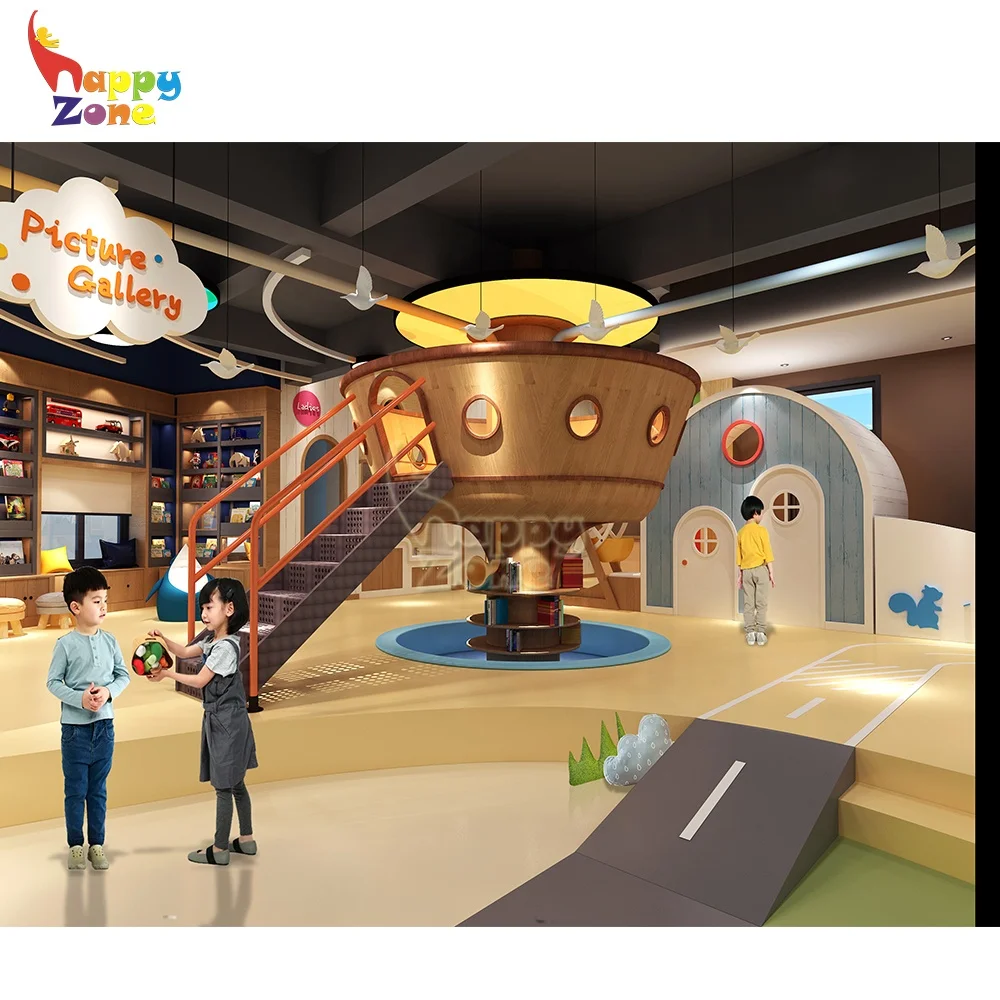 high-end customs Indoor playground in playgrounds slide tree house for commercial play center with go-karting slide