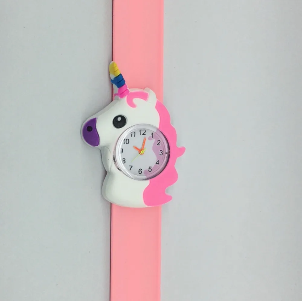 Fashion lovely cartoon 3D pattern unicorn design kids children watches wholesale girls students slap snap gift birthday watches