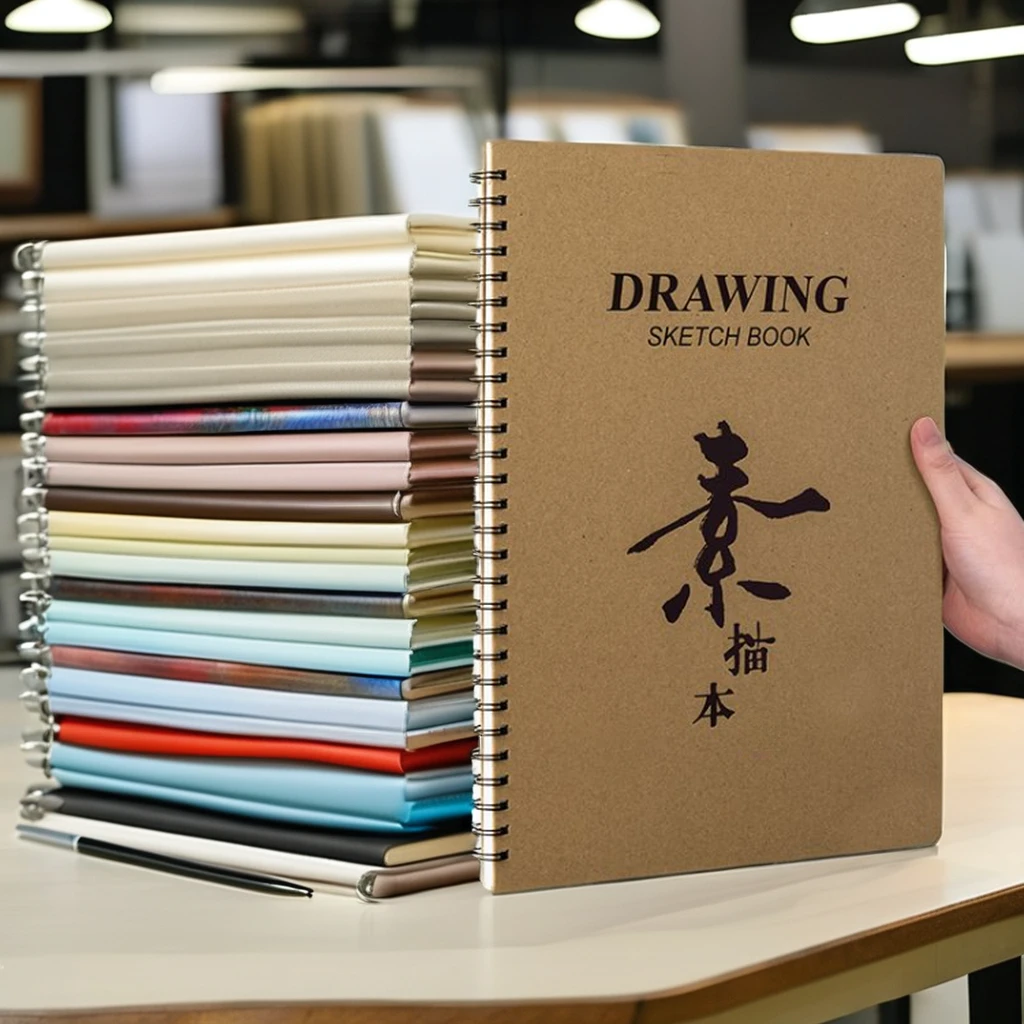 OEM Simple Design 16K Spiral Sketch Drawing Book School Art Supplies for Students Blank Kraft Paper Cover for Painting