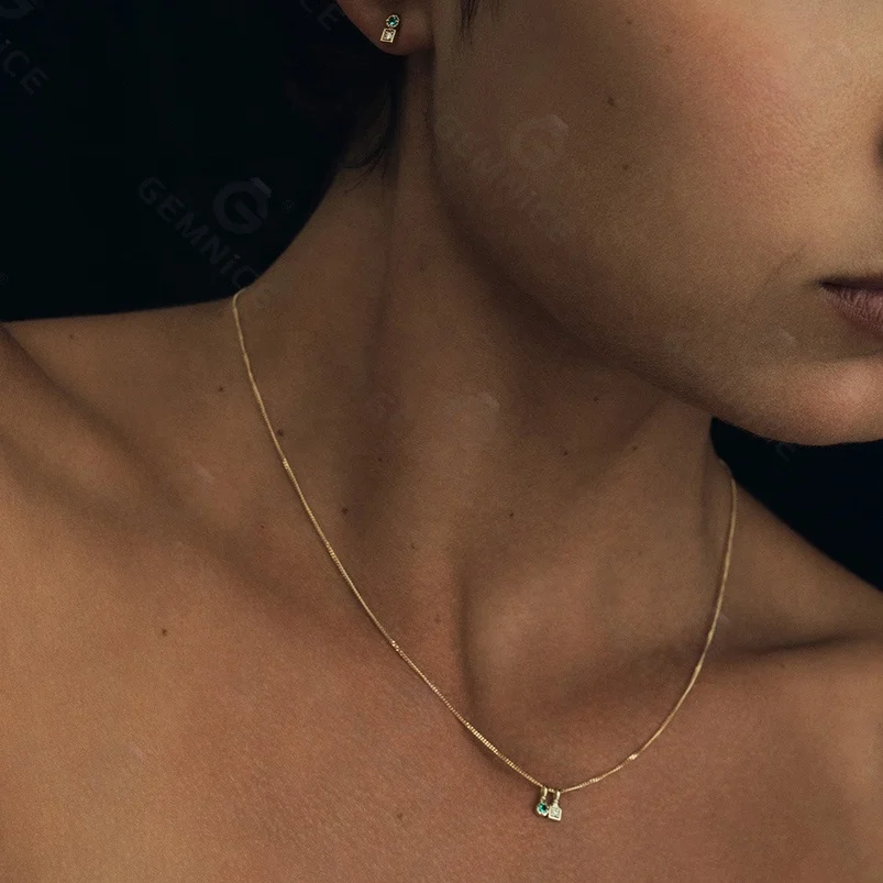 Gemnel daily look blue sapphire pendant 925 sterling silver diamond gold choker women jewelry necklace