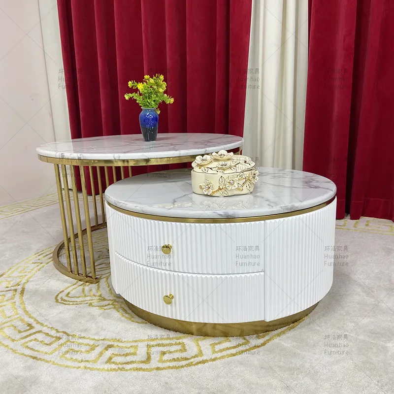 Роскошная мебель для гостиной круглый журнальный столик и торцевые Столы Набор из 2