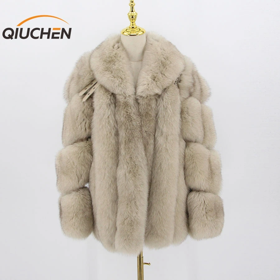 QIUCHEN QC20113 women coats winter real fox fur coat natural fur jacket luxury fur clothes fashion