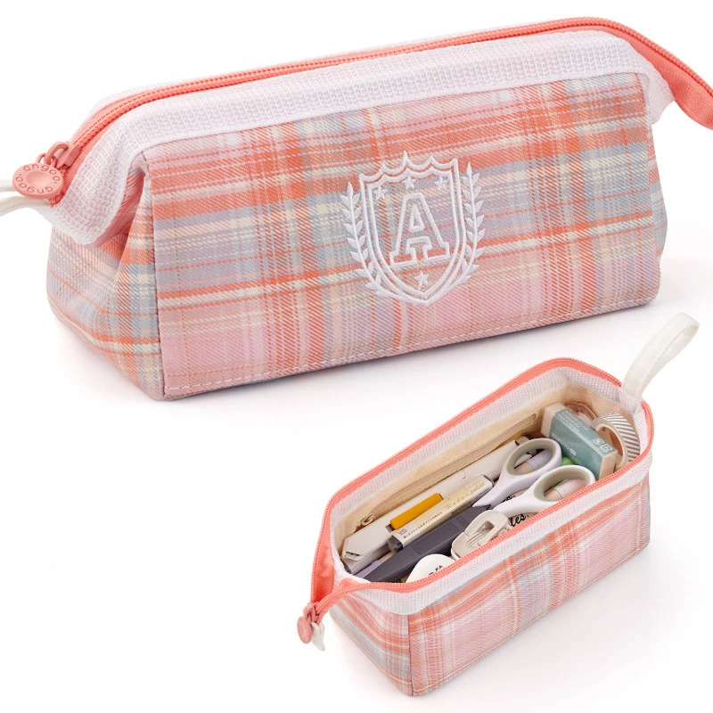 Large Capacity Wholesale Polyester Custom Logo Printed School Student Office Zipper Pencil Cases Bag 