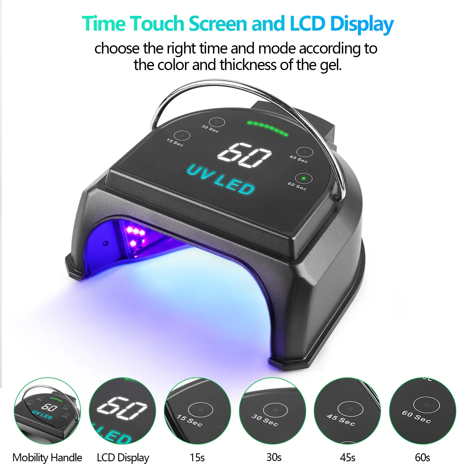 2021 OEM/ODM 60w Rechargeble Professional salon LED Gels Nail Dryer Portable Nail Polish Curing Lamp UV Cordless  nail lamp