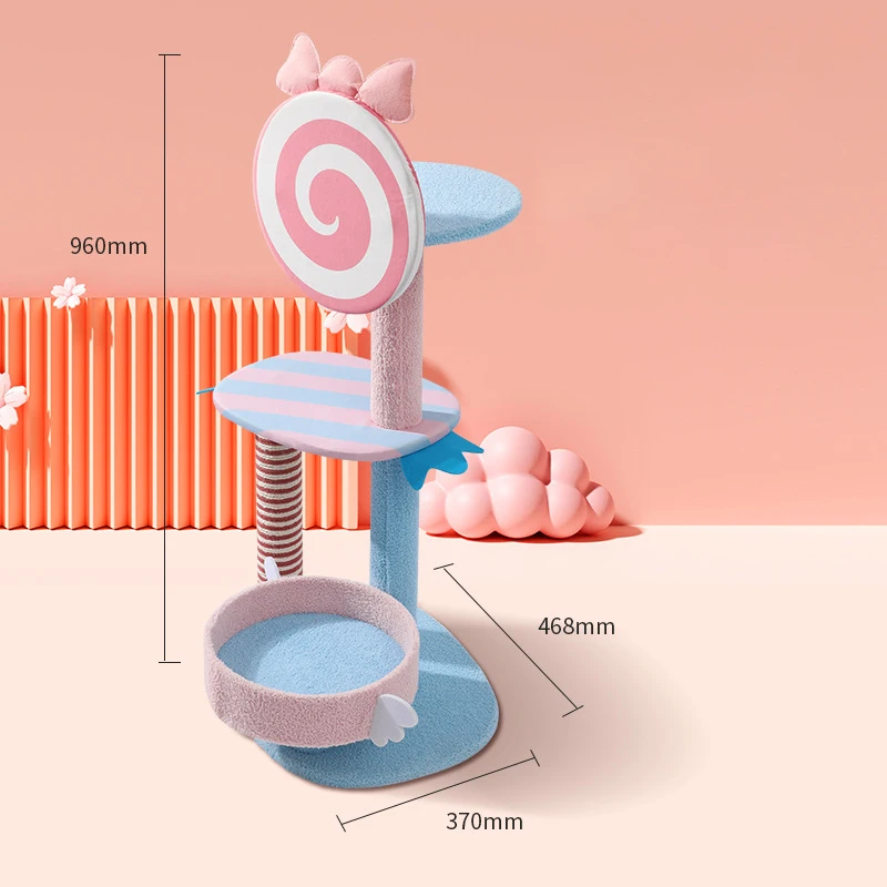 Hot Selling Large Cat Tree Tower Sisal Big Climbing Scratch Pink Blue Fresh Color Pet Scratcher Post Wood Cat Toy House
