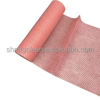 Red Wave Print Disposable Kitchen Cleaning Cloths Water Absorbent Spunlace Nonwoven Cloth Household Nonwoven Kitchen Rag
