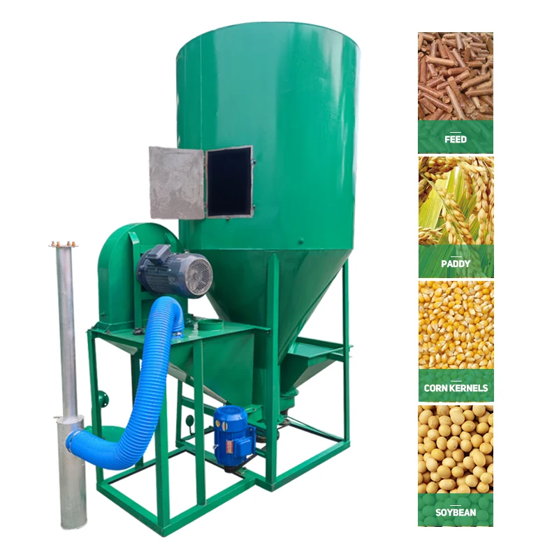 1000-2000kg/h Vertical Mixer Feed Hammer Mills Fodder Grinder Wheat Cob Soybean Grinding And Mixing Machine