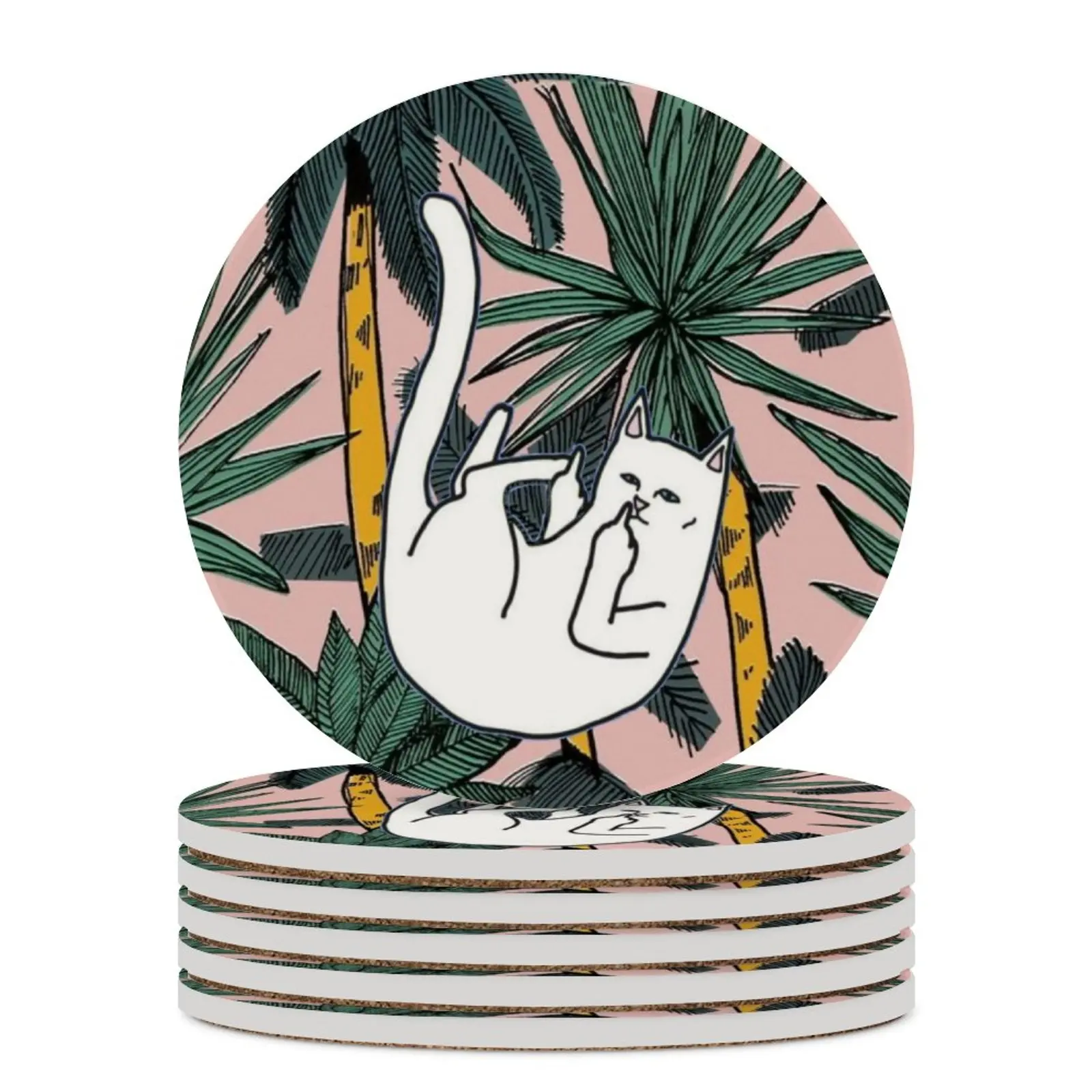 Custom 10Cm Round  Ceramic Water Absorbing Cup Ceramic Coaster