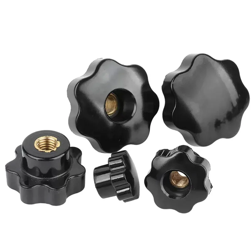 M4 M5 M6 M8 M10 M12 Plum Bakelite Hand Tighten Nuts Handle Thread Star Mechanical Black Thumb Nuts Clamping Knob Manual Cap Nuts