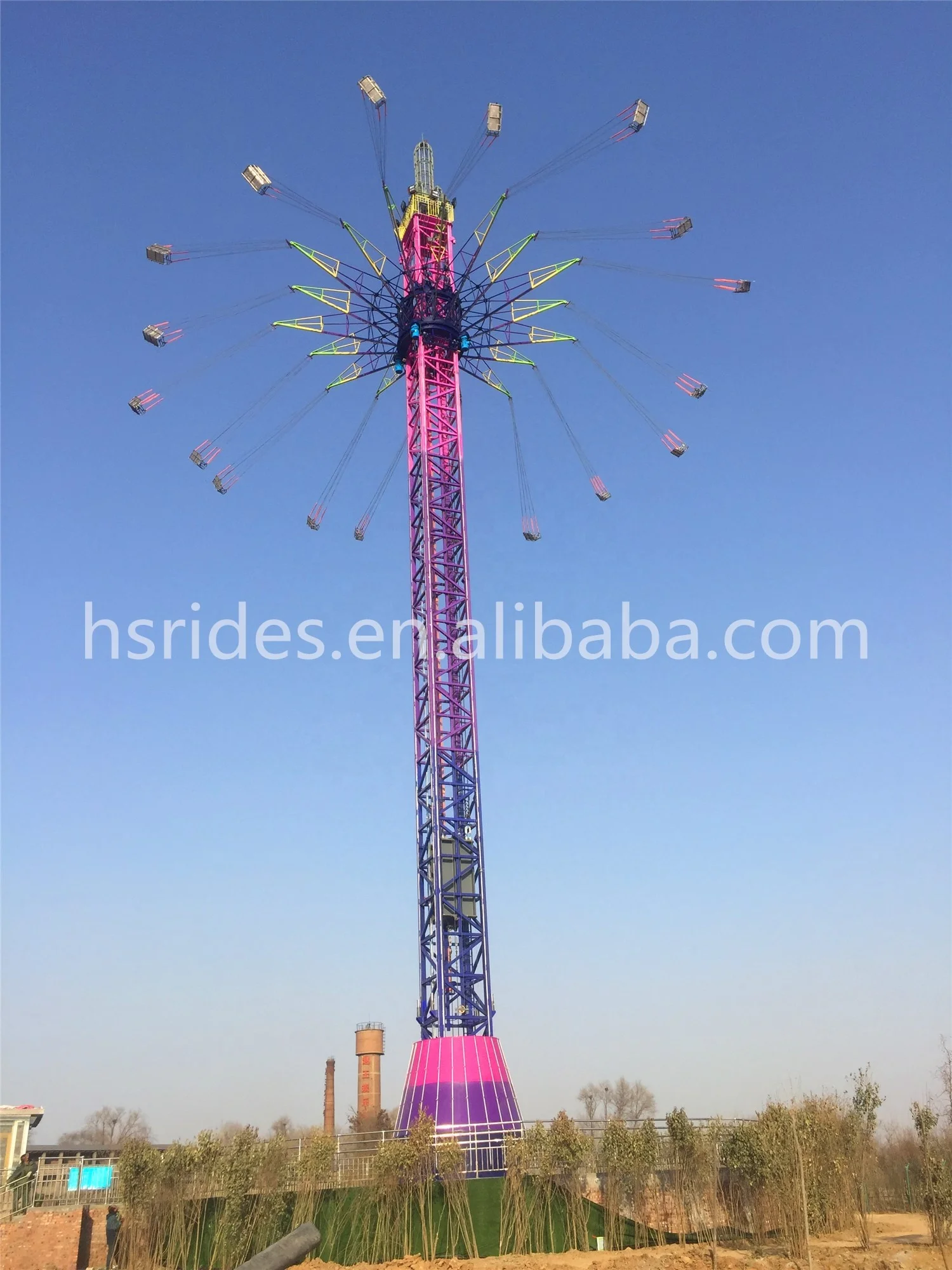Thrilling Funny Amusement Park Rides Outdoor For Adult Rides Attraction China Supplier Flying Drop Tower Ride For Sale