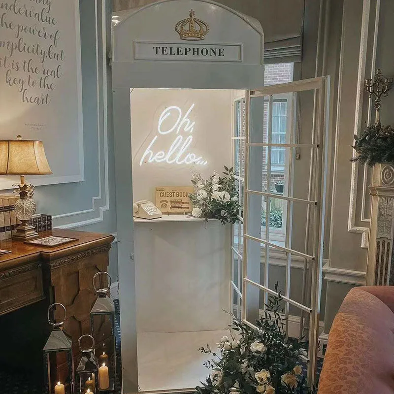 Hot sale New Art Installation british telephone phone booth antique pink floral london telephone booth