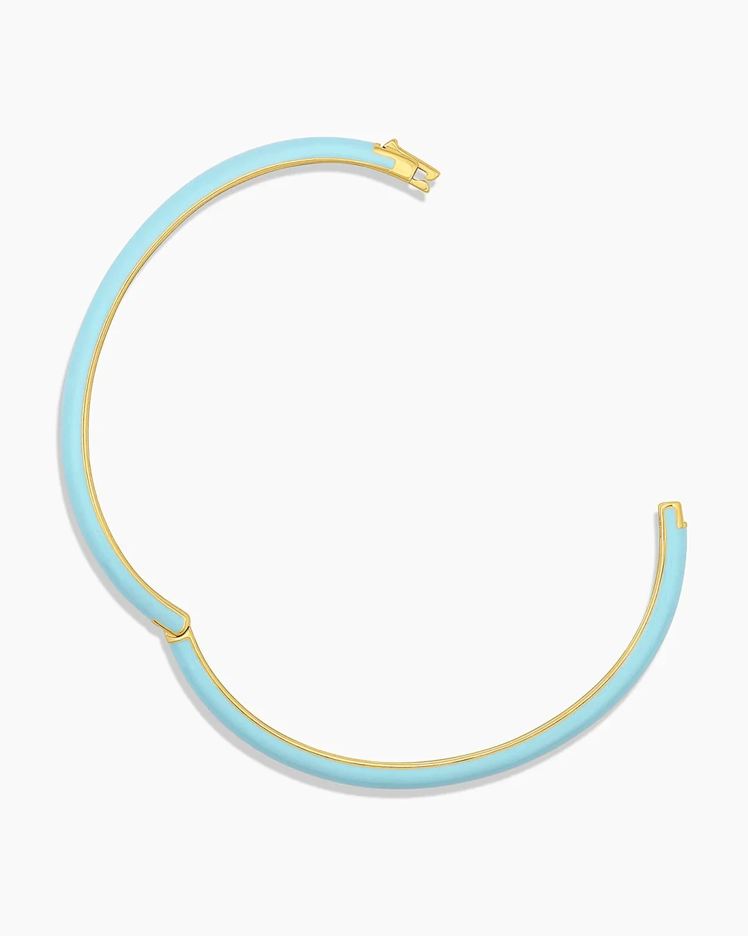 Elegant 18K Gold Plated Summer Light Blue Enamel Colorful Bangle for Girls