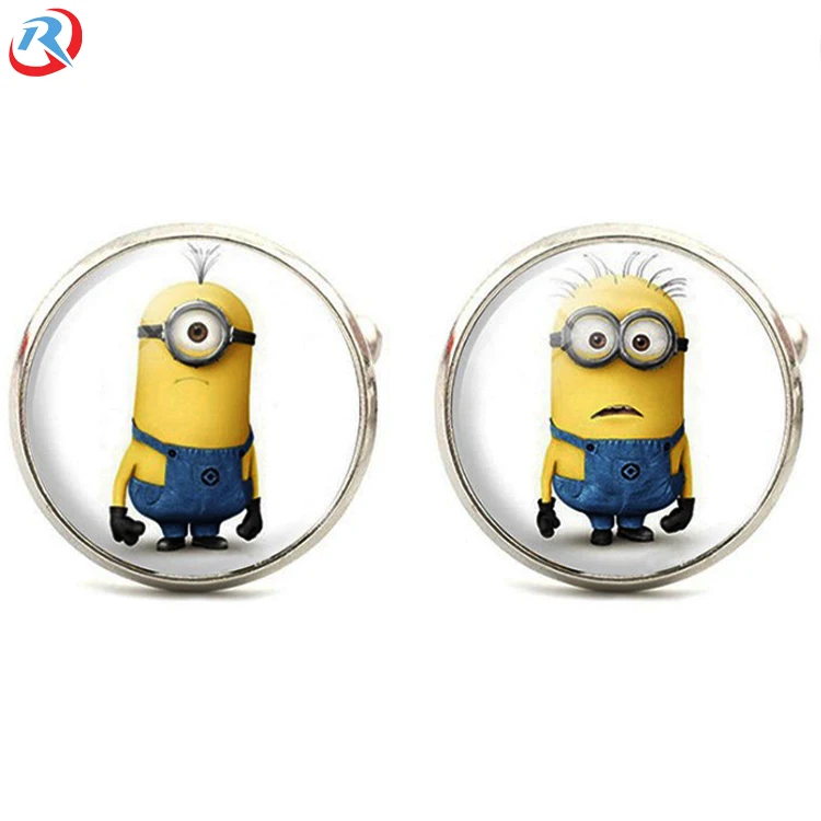 Custom own logo popular clowns Series Metal Gem Glass Cufflinks/cuff link wholesale
