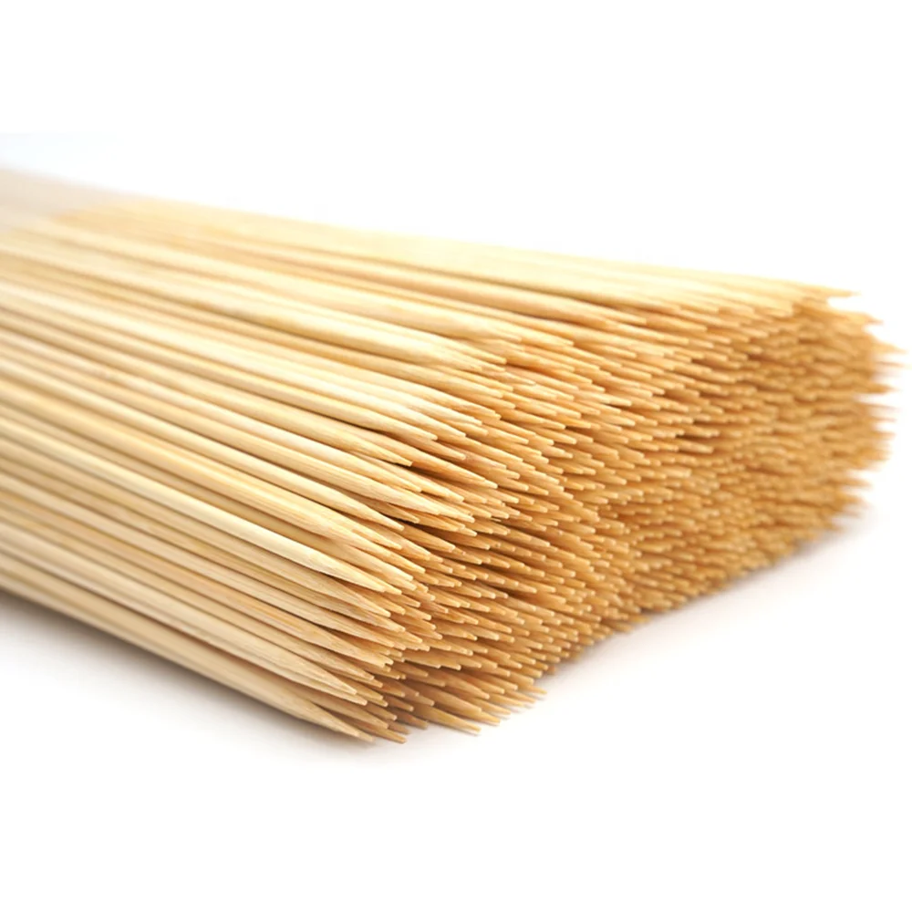 Natural Bamboo Color Low Cost Small Packing Food Sticks 4mm 40cm Bamboo Bbq Marshmallow Skewers on the Grill