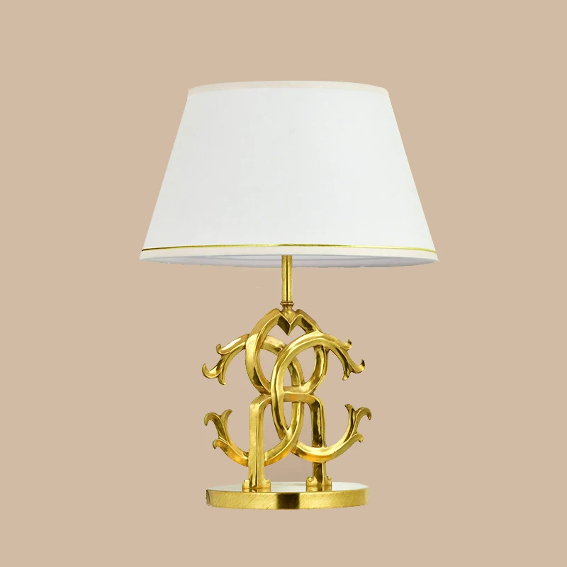 Living Room table lamp Retro Cloth study table lamp Room French Copper spiral table lamp