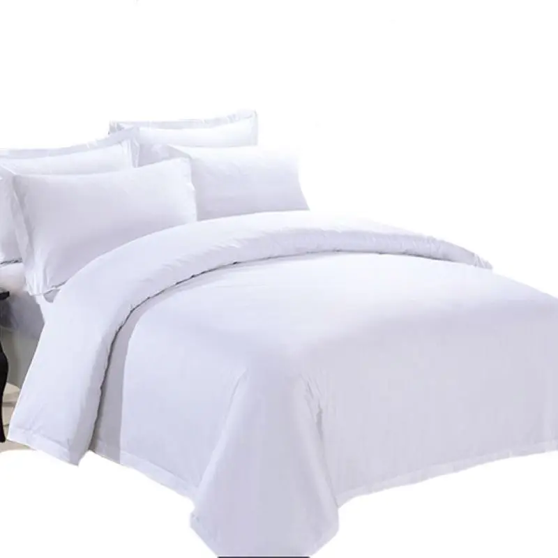 White Bedding Cotton Satin Strip Hotel Bedding set Home Sheet Quilt Cover Pillow cases