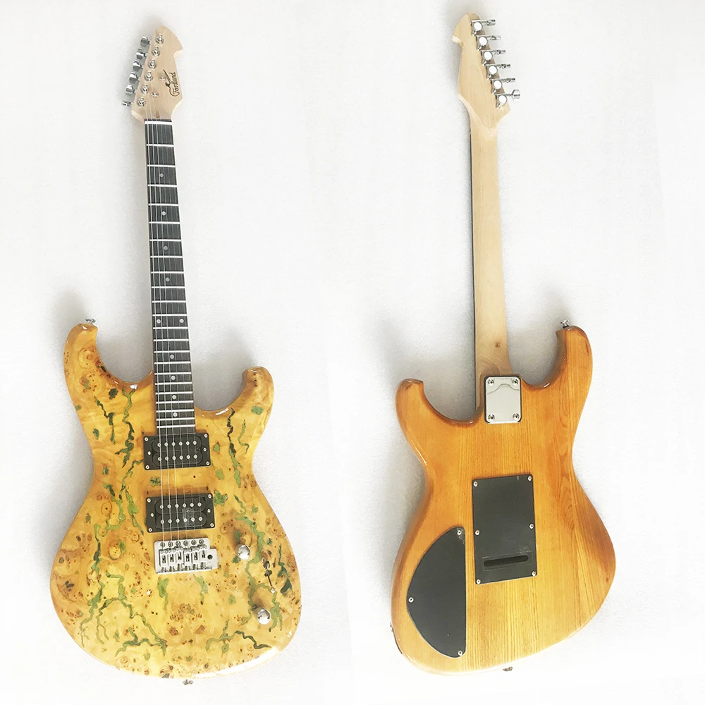 
 Производство Китай профессиональная цветная синяя инкрустация корпус электрическая гитара  