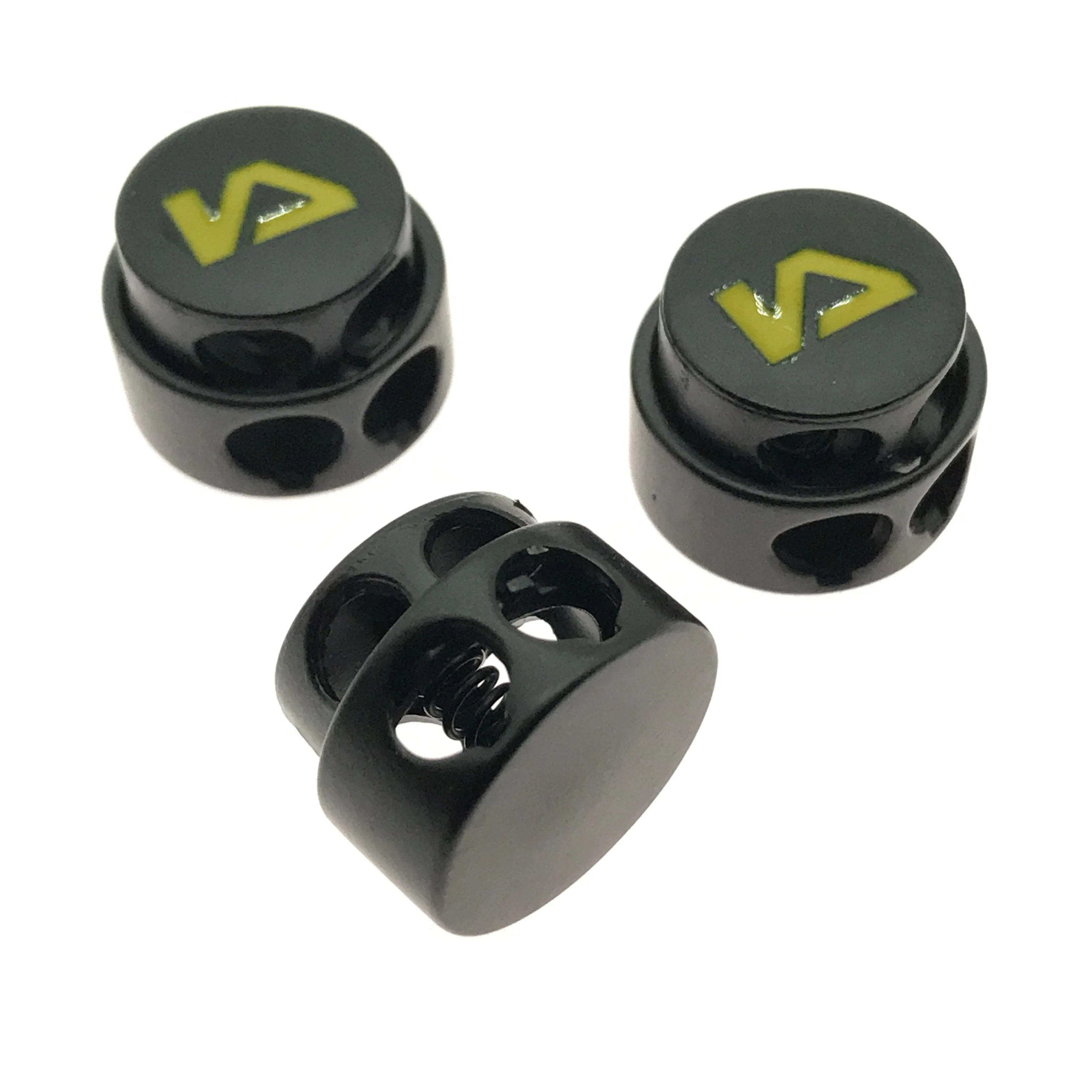 Fashion Customized Logo Black Drawstring Rope Lock Metal Cord Stopper