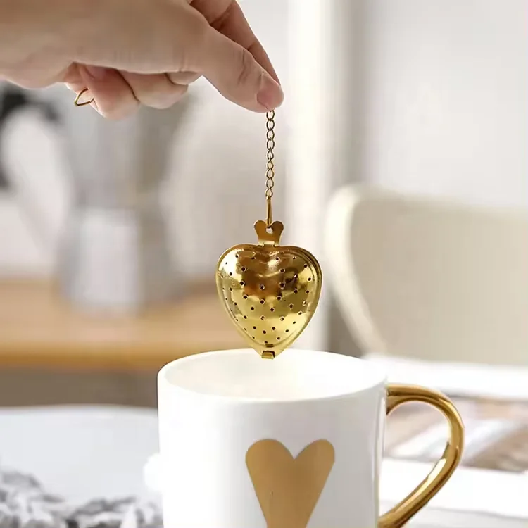 304 Stainless Steel Gold Plated Tea Infuser Mesh Filter Tea Strainer