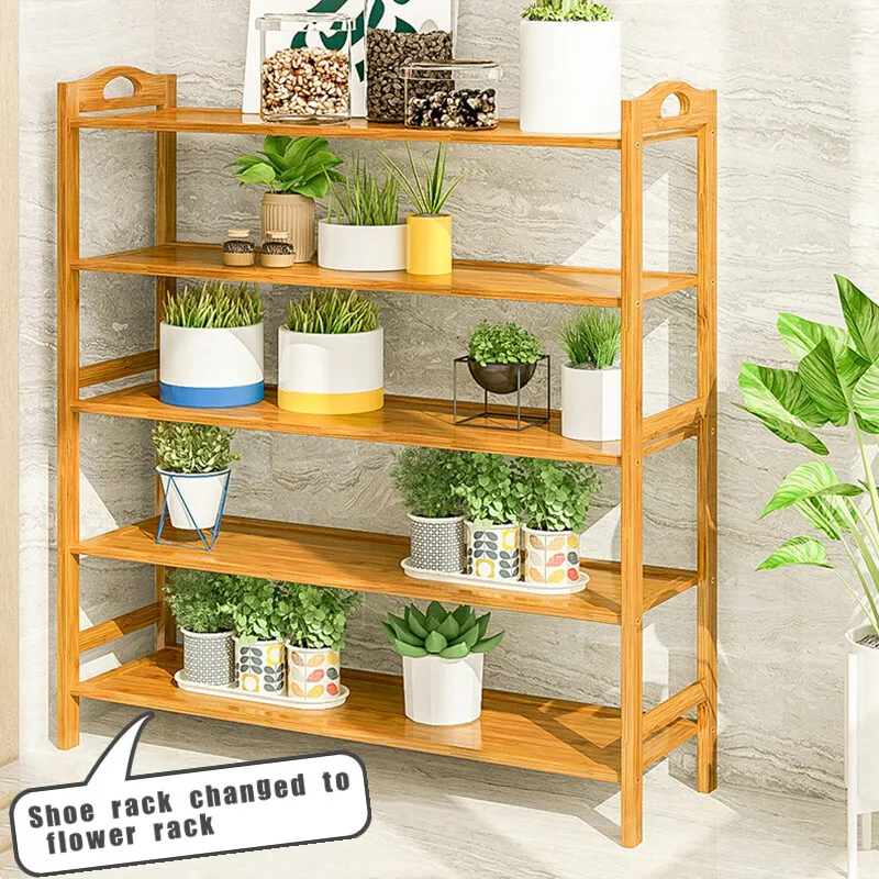 Modern High-capacity 3 4 5 Tier Wooden Bamboo Shoe Rack Storage Organizer Shoe Cabinet Shoe Shelf