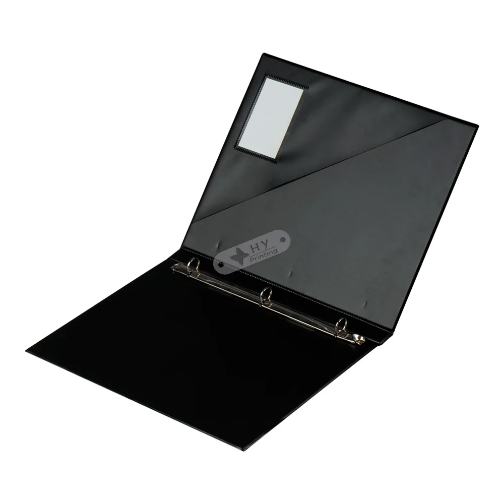 Wholesale Personalized Logo Black Leather 1 Inch 3 Ring Binder