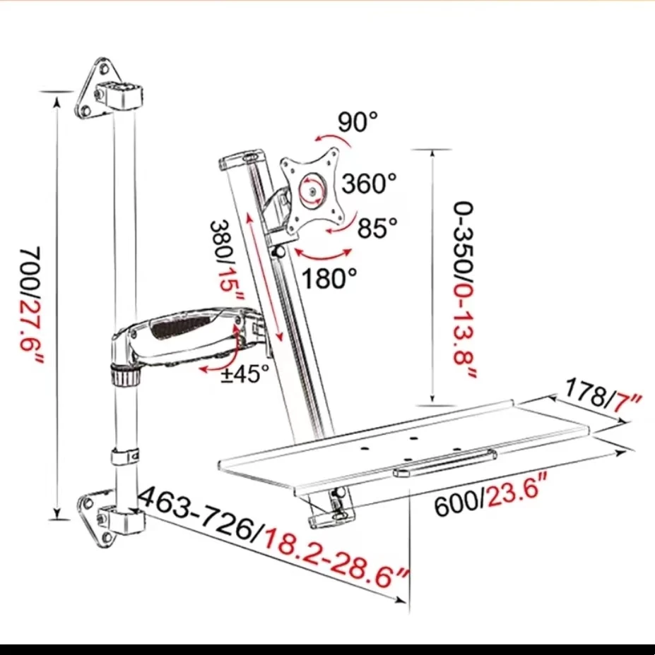 Wall Mount Monitor Holder Single Monitor Arm Monitor Arm Lift