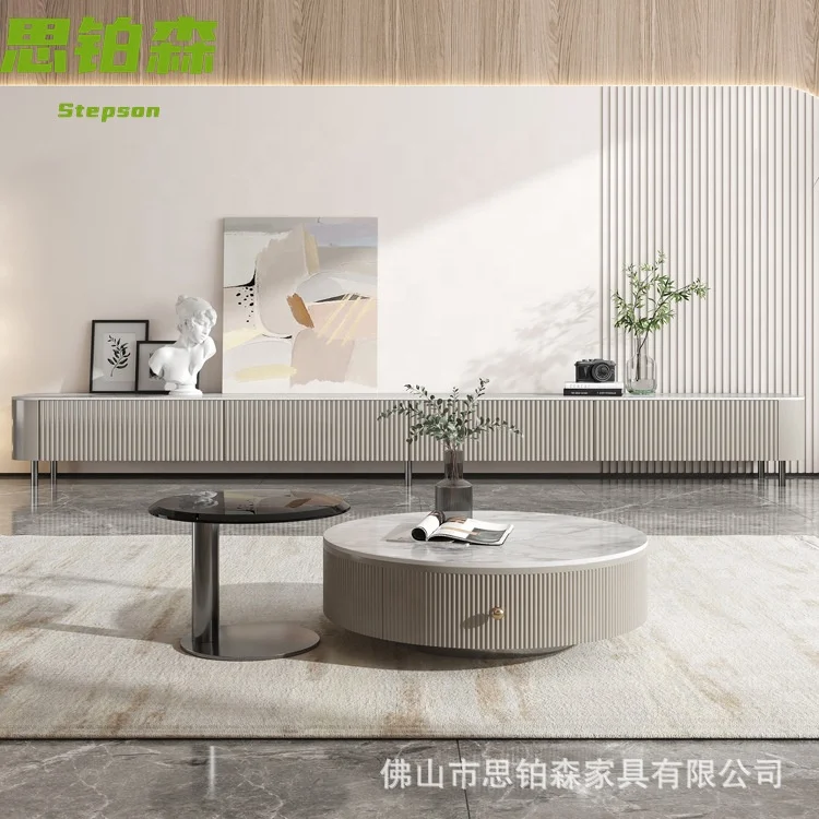 Wholesale Italian Luxurious Slate Coffee Table Living Room Tea Table And TV Stand Cabinet Set