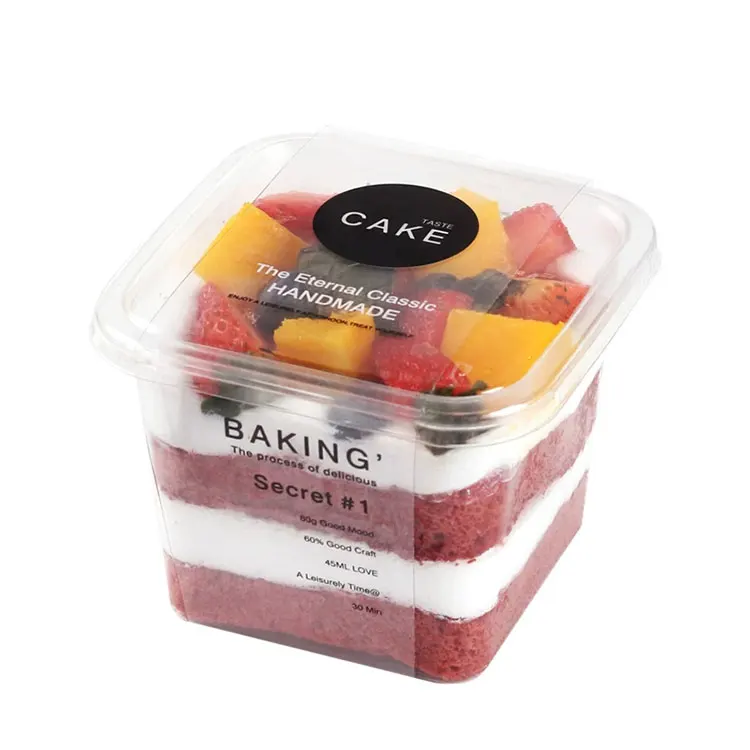 
Disposable Packaging Clear Food Container PP Plastic Square Cake Box 