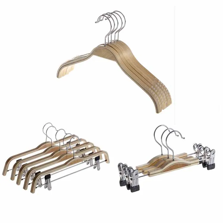 Wholesale clothing display ultra thin laminated plywood top hanger wooden pant clip