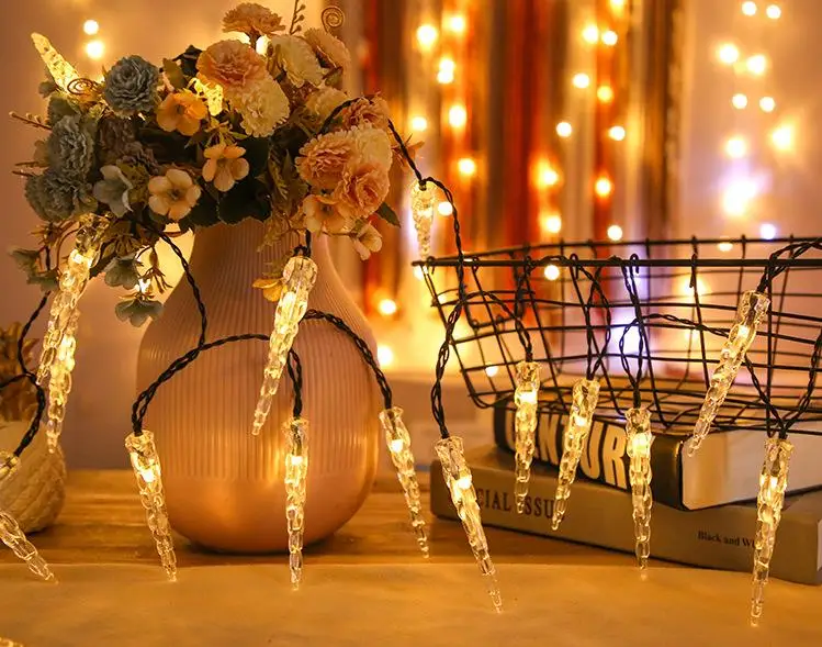 2M Christmas Decoration Light Snowflake Ice Cone LED Battery Power Christmas Lights