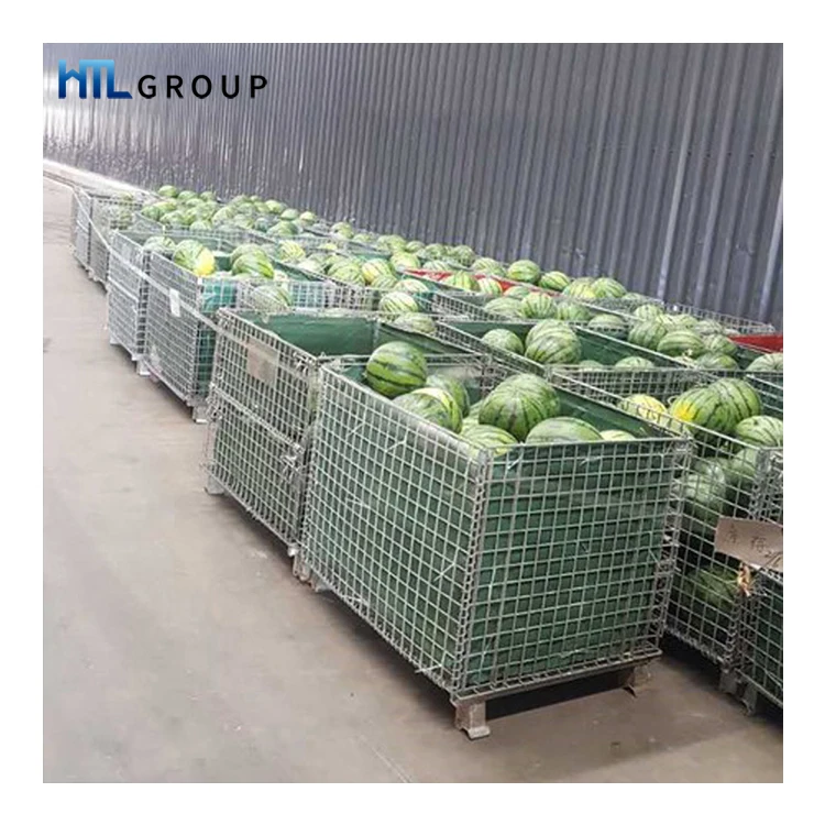 Galvanized warehouse mining industry durable metal mesh container on wheels