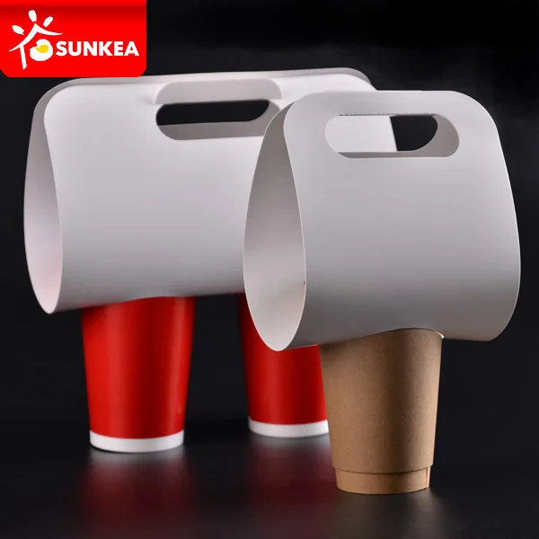 With handle reusable cardboard coffee paper cup holder
