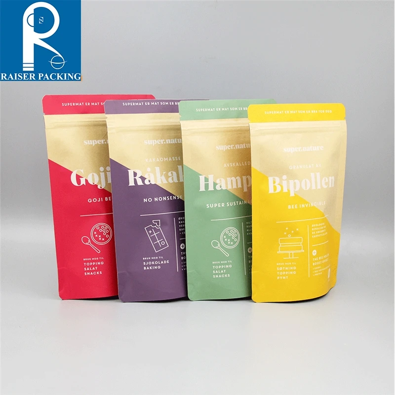 Custom ziplock food bag pouch resealable kraft paper bag coffee tea packaging bags