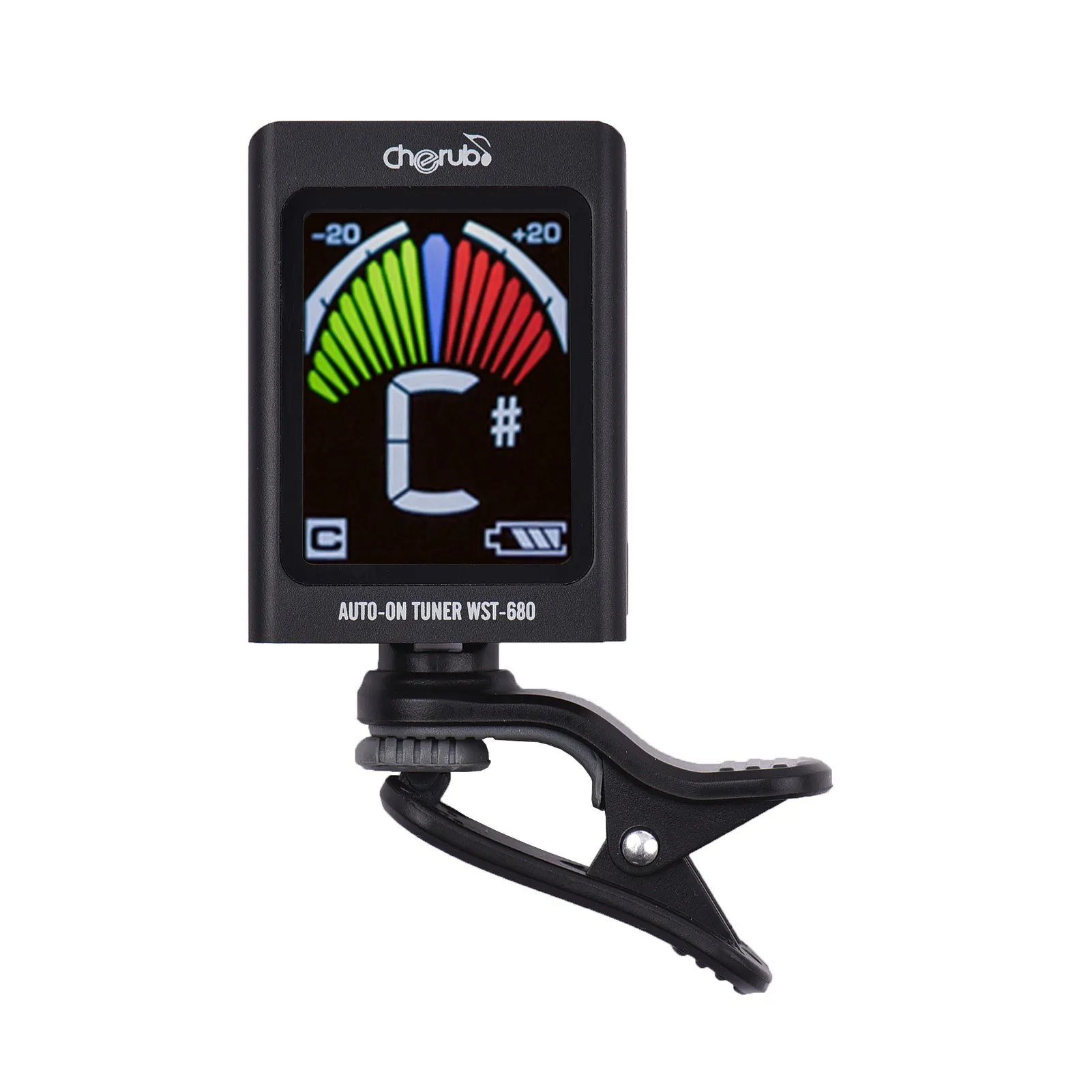 Cherub Tuner Digital Auto-on Tuner Clip Type Tuner with 1.7-inch VA LCD Display Apply for Guitar Ukulele Bass WST-680