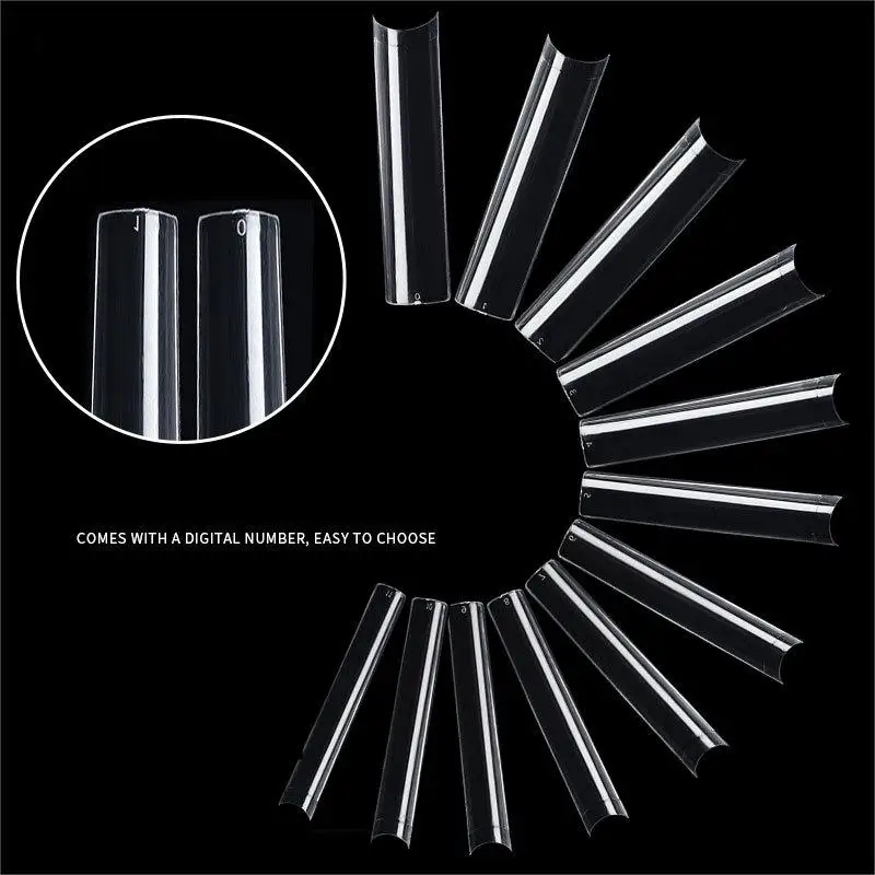 Private Logo Customized 504 PCS Extra Long Square Head Pipe False Gel Nail Tips XXL Artificial Nails