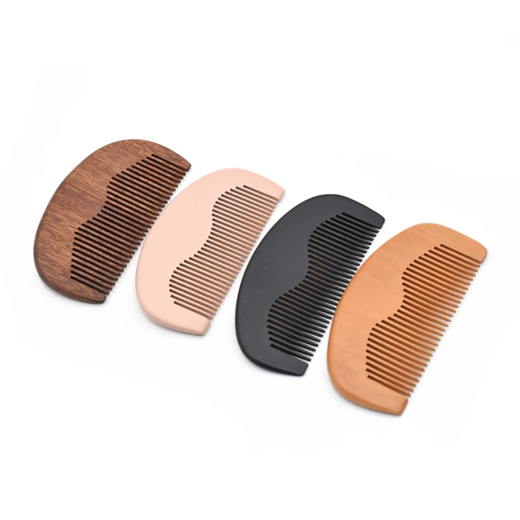 Wholesale Blank Laser Engraved Custom Logo Wooden Hair Beard Comb Black Pocket Hair Comb For Gift