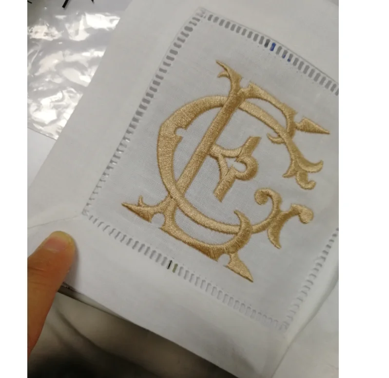 Недорогие Коктейльные салфетки из 100% льна и хлопка с лестницей и монограммой