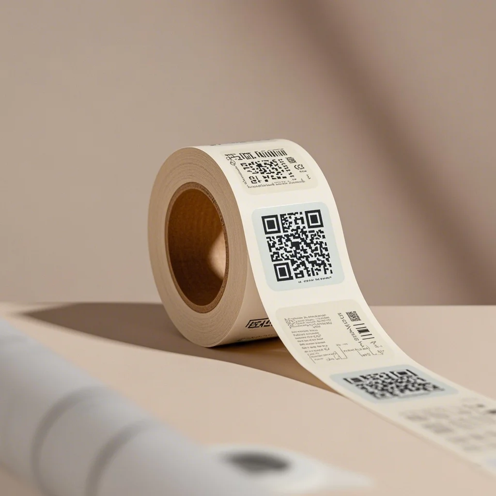 Custom Printed QR 2D Matrix Data Code Jewelry Expiry Date Roll Serial Number Paper Barcode Asset Label Stickers Tags