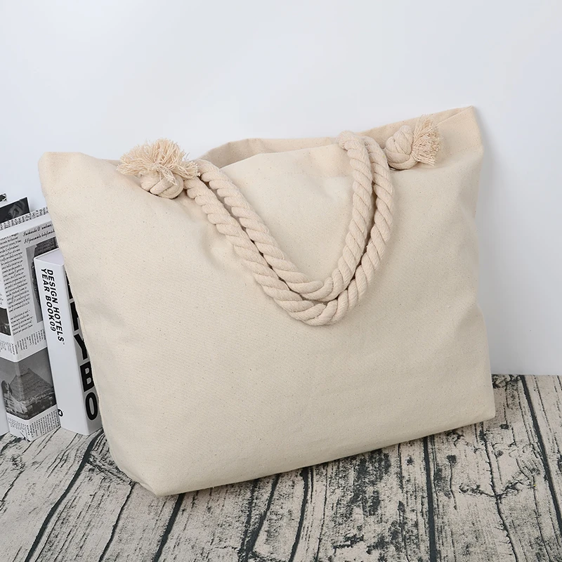 Tote Bag for Women Beach Canvas Cotton Shopping Bags Fashion Leather Handbags Guangzhou High King Factory Plain 10 Pc/opp Bag