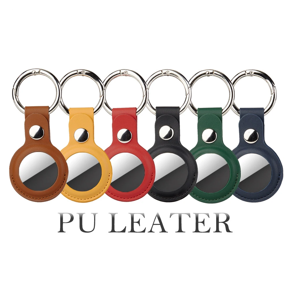 PU Leather Keychain Case for Airtags Protective Cover Bumper Shell Anti-scratch For Air Tag Case Key Ring Holder