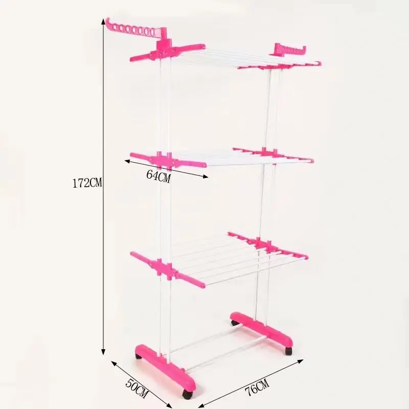 Unique Design Outdoor Adjustable Metal Folding Clothes Dryer Rack, Steel Standing Type Foldable Clothes Drying Rack