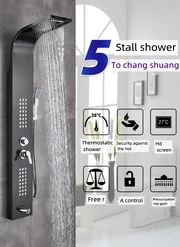 New Product Ideas 2023 Freestanding stainless steel bathroom fan coil smart two control  thermostatic shower panel steam