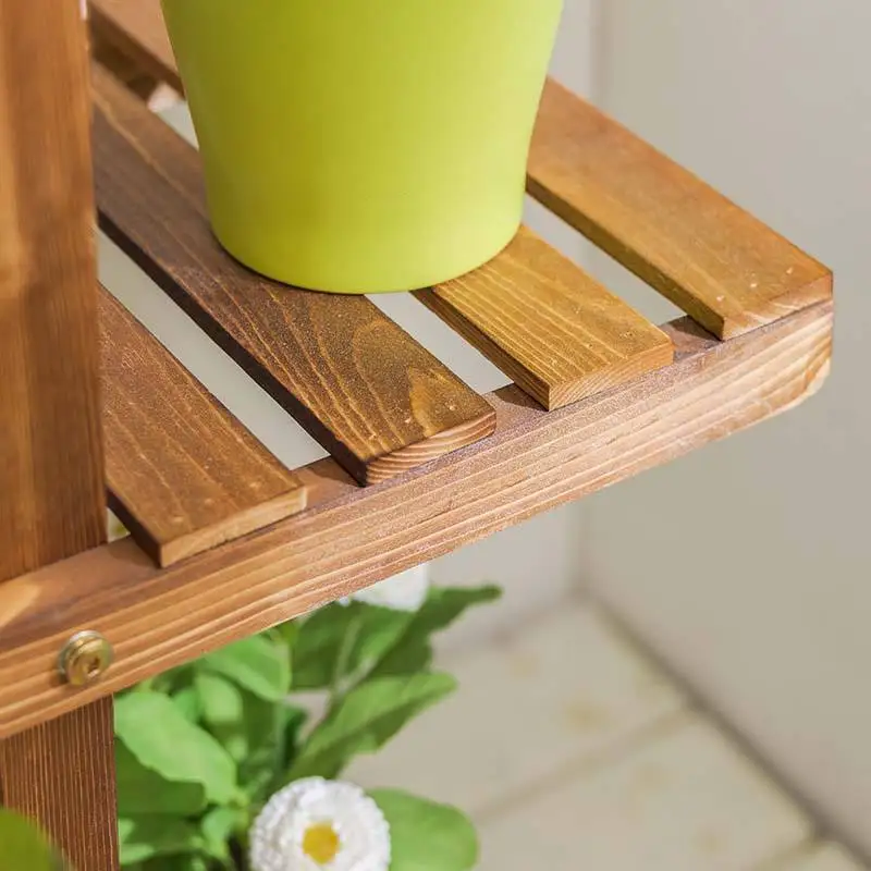 Wooden bamboo Flower Ladder Display Rack Standing Plant Stand